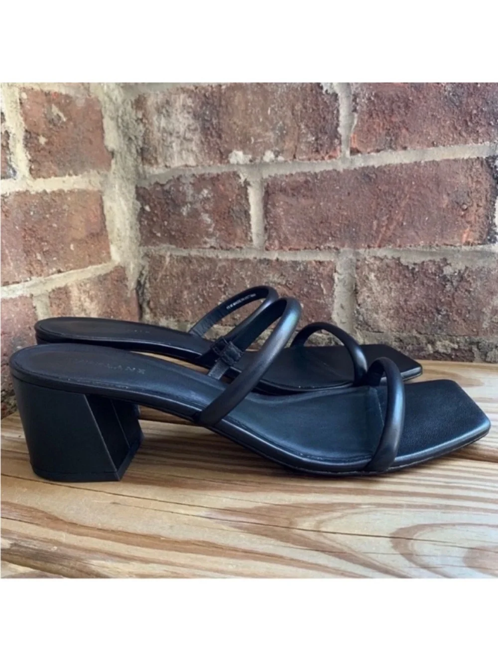 Everlane Shoes 11 Double Strap Heel Sandal Black Leather